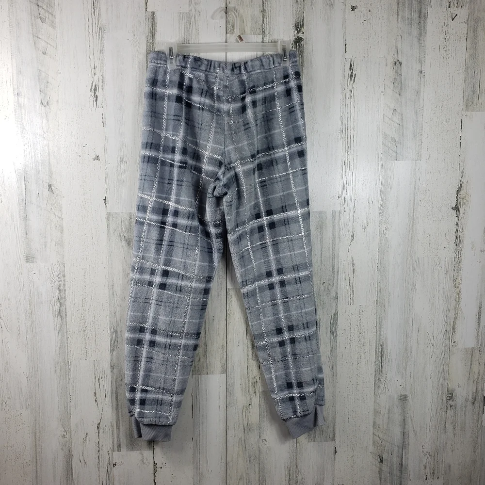 secret treasures gray silver sparkle fleece pajama pants women's size S